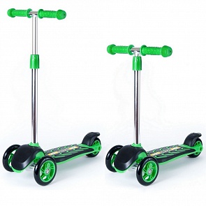 Детский трехколесный самокат RT ORION MIDI 164A, черно-зеленый (ORION, 5584rt)